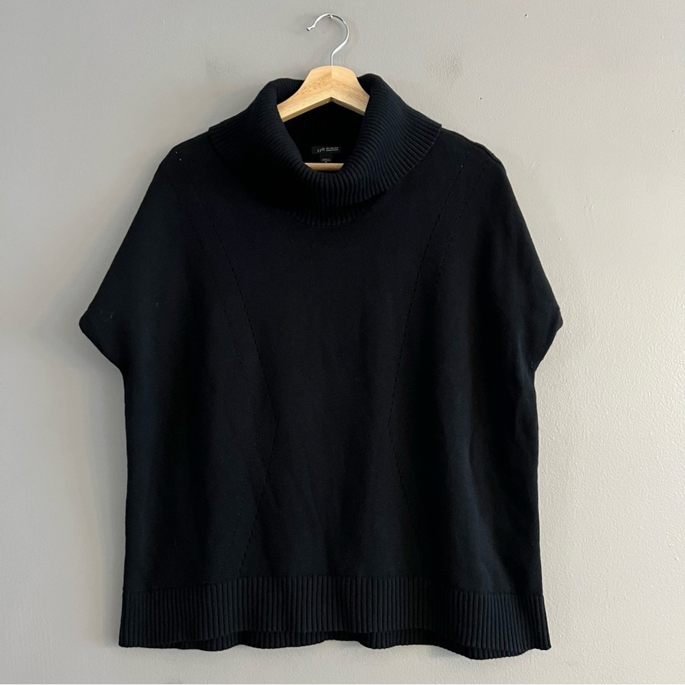 J.Jill Turtleneck Sweater Womens Knit Short Sleeve Boxy Pullover Casual Black M